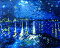 peinture d'une reproduction de la nuit toile de van gogh